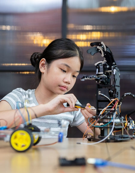 Student working on Science project