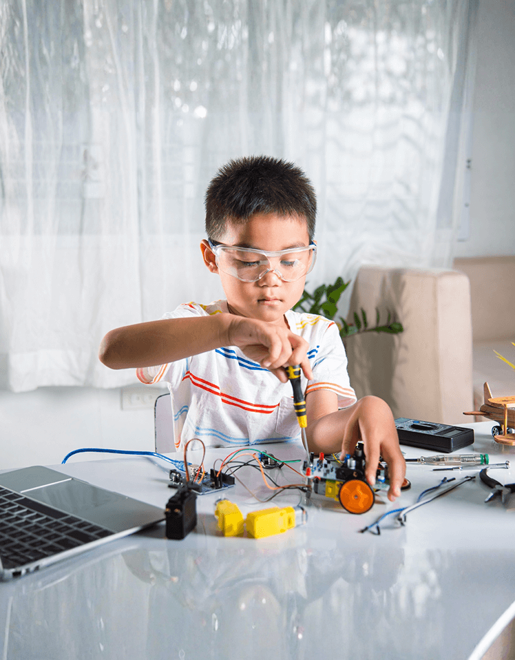 Student working on Science project