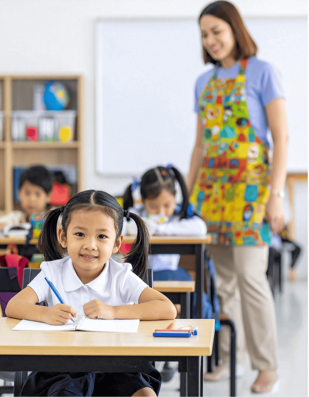 Student working on science project