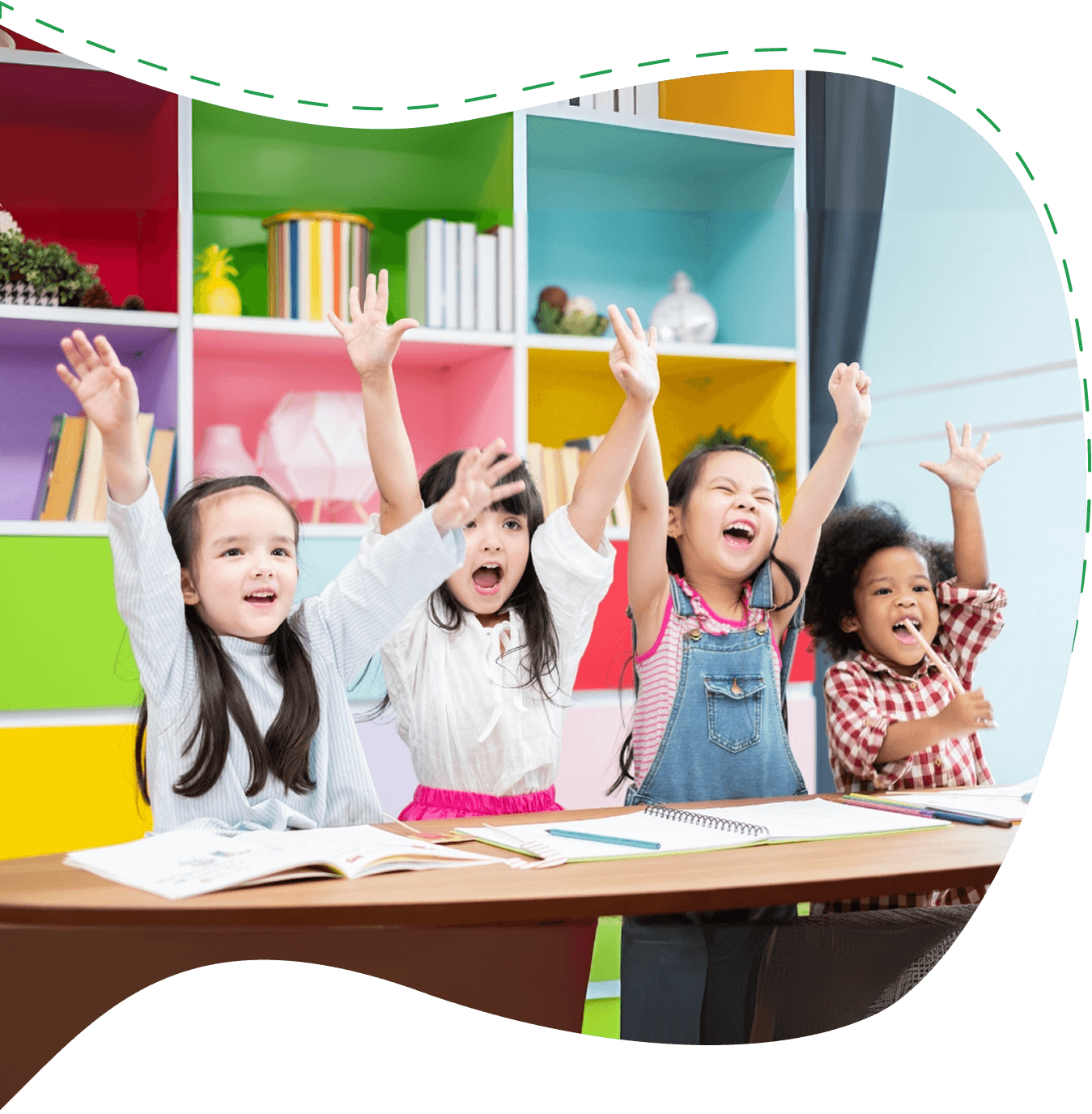 Happy children learning