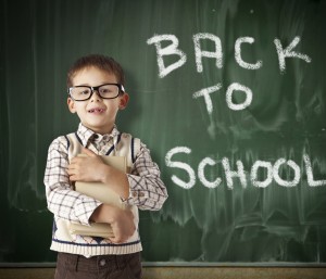 back to school blackboard boy
