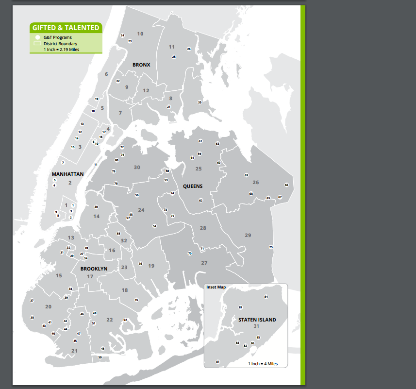 Locations Of Nyc G T Schools District Wide