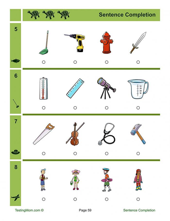 social questions in kindergarten screening test